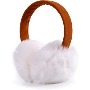 Harssidanzar Womens Winter Earmuffs, Genuine Rabbit Fur Earmuffs, Adjustable Earmuffs, Outdoor Earwarmer HL302US