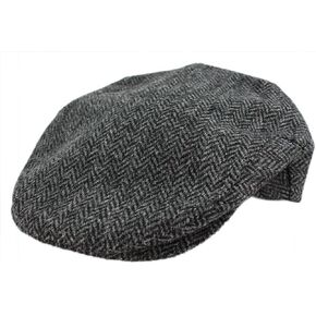 Irish Newsboy Flat Cap for Men Made in Ireland, Herringbone Irish Tweed Wool Stylish Traditional Style - Gray XXL