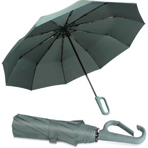 QWB TUMAAOTU Umbrella with Novelty Carabiner Handle, Travel Umbrellas for Rain Windproof Compact, Small Folding Umbrella for Travel, Automatic Open Close, 10 Ribs, Portable Umbrella for Men and Women