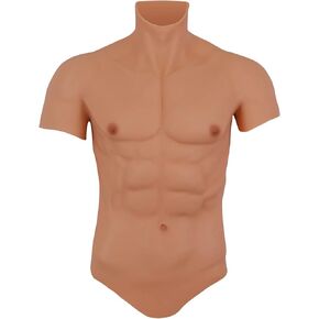 Silicone Muscle Chest Realistic Fake Muscle Male Chest Half Body Suit for Cosplay Halloween Props