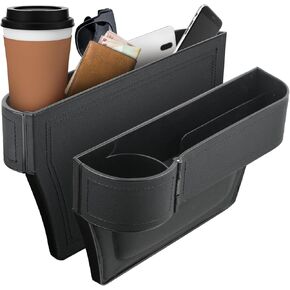 Demine 2 Pack Car Seat Gap Filler Organizer, Multifunctional Car Seat Organizer, Adjustable Leather Car Side Seat Storage Box, Car Organizer Front Seat For Phones Keys Sunglasses Cards, Black