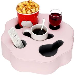 Couch Cup Holder Pillow-Sofa Cup Holder for Bed, Rv, Tv, Car, Man Cave, Backseat |Remote, Drinks, Snacks Tray Caddy Cupholder (Flower-Grey)