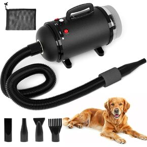 IKARE Dog Hair Dryer, 4.8HP/3600W High Velocity Pet Hair Dryer with Adjustable Speed and Temperature Control, Low Noise Design, Force Dog Grooming Dryer with 4 Nozzles and Storage Bag in Kuwait