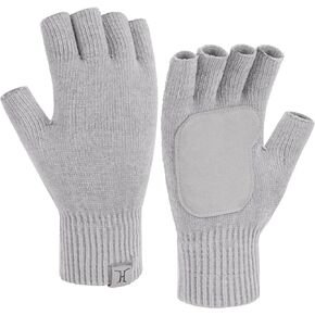 FZ FANTASTIC ZONE Winter Fingerless Gloves for Women Men, Chenille Warm Knit Working Texting Half Finger Gloves Gifts