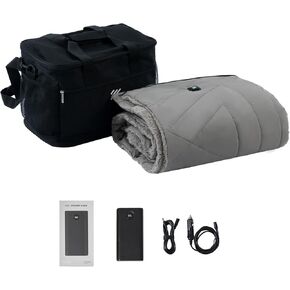 ZonLi Z-Walk Pro 36W Heated Blanket Battery Operated,Portable,Cordless, Rechargeable Heated Blanket with 3 Heating Levels,Includes 20000mAh Power Bank,for Camping,Car,Stadium,Outdoors (Grey)