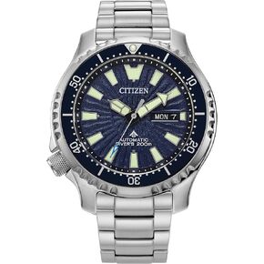 Citizen Men's Promaster Dive Fugu Automatic Stainless Steel Watch, Luminous, ISO Compliant, Silver/Blue Dial