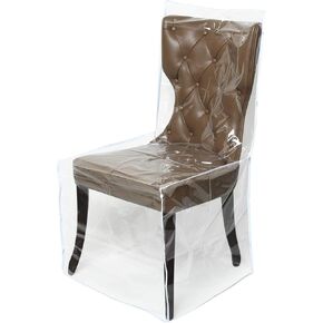 Zipcase 6 Pack Stain, Water and Kitty Scratch Resistant Clear Dining Chair Covers/Slipcovers Chair Protector Waterproof PVC Material, 17"D x 18"W x 4"H with Adjustable Belt Strap, Set of 6