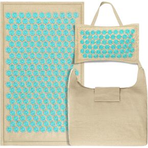 LadyRosian Acupressure Set for Back and Neck Pain Relief, Muscle Relaxation Stress Relief Acupressure Mat and Pillow Set with Bag (Mixed Colors)