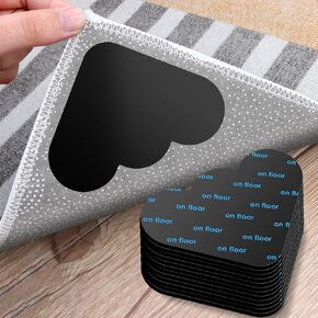 Rug Pad 12PCS Cloud Rug Tape Stickers, Reusable Washable Rug Tape Grip Carpet Corner, Dual Sided Non-Slip Rug Tape Sticker Area Rug Pads for Indoor Hardwood Floor and Tiles