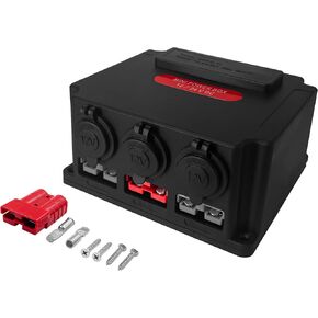 Mini Power Distribution Control Box USB Charger Power Battery Box 12V Portable Control Box with Voltmeter Socket 50A Connector Circuit Breaker for Car Marine Boat RV SUV ATV Camper Truck Solar Panel