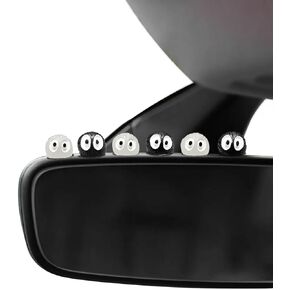 60Pcs Cute Soot Sprites Car Rearview Mirror Accessories, Contains 50 Black Sprites and 10 Glowing Sprites for Car Interior Decoration, Funny Gifts for Car Dashboard Ornament Decors