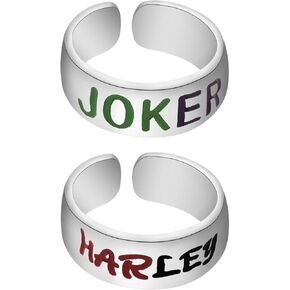 FAADBUK Joker Harlery Quinn Ring Couple Friendship Jewelry Boyfriend Girlfriend Gift Harley Quinn and Joker Lover Gift (Joker Harlery Set)