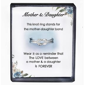 lovecocojewelry MOTHER & DAUGHTER RING SQUARE KNOT RING STERLING SILVER RING SIZE 5-10 WITH GIFT BOX AND POEM