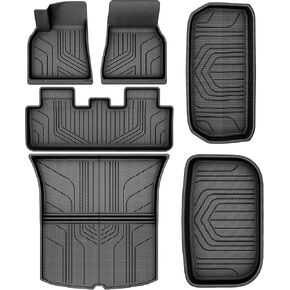 YITAMOTOR 9PCS Tesla Model Y Floor Mats 7 Seater 2024 2023-2021 Cargo Mats Full Sets All-Weather Floor Mats for Model Y 2024 Accessories ,3D Anti-Slip Rear Trunk Mat Cargo Liners Interior