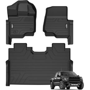 GORWARE Floor Mats for Ford F150 2015-2024/2022-2024 F-150 Lightning SuperCrew Cab,All Weather Car Floor Mats,TPE Automotive Floor Mats,Custom Fit Floor Liners with 1st and 2nd Row Car Floormats