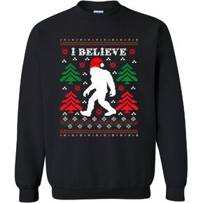 City Shirts I Believe Sasquatch Big Foot Ugly Funny X-mas Holiday Christmas Crewneck Sweatshirt