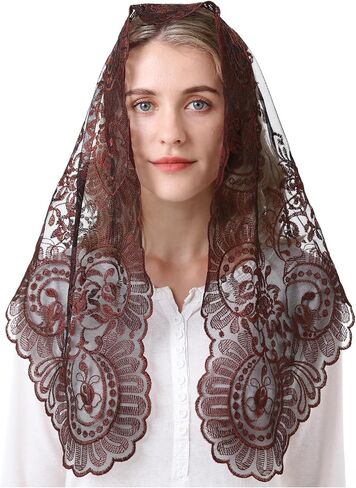 Gold Latin Mass Church Mantilla Lace Veil For Prayer Catholic Mass Church Veil Women's Latin Mass Head Covering in Kuwait