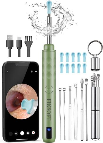 Ear Wax Removal Tool Camera, Ear Cleaner with Camera, Ear Wax Removal Cleaning Kit with 1296P HD Camera and 6 LED Lights, Earwax Removal Kit with 10 Ear Pick for iOS and Android, Black in Saudi Arabia