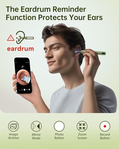 Ear Wax Removal Tool Camera, Ear Cleaner with Camera, Ear Wax Removal Cleaning Kit with 1296P HD Camera and 6 LED Lights, Earwax Removal Kit with 10 Ear Pick for iOS and Android, Black in Saudi Arabia