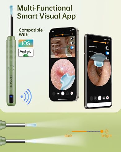 Ear Wax Removal Tool Camera, Ear Cleaner with Camera, Ear Wax Removal Cleaning Kit with 1296P HD Camera and 6 LED Lights, Earwax Removal Kit with 10 Ear Pick for iOS and Android, Black in Saudi Arabia