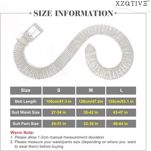 حزام خصر نسائي من XZQTIVE مصنوع من الكريستال وحجر الراين والألماس اللامع وحزام خصر لفساتين الجينز والسراويل الفضية والذهبية in Kuwait