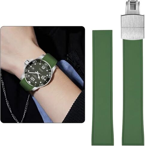 FKM Rubber Watch Bands Deployment Clasp Adjustable CTS Fluororubber 19mm 20mm 21mm 22mm Quick Release Soft Durable FKM Rubber Watch Strap Universal Replacement Band Strap for Men Women in Saudi Arabia