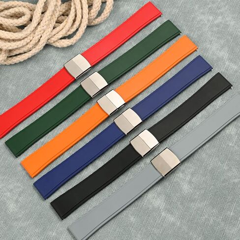 FKM Rubber Watch Bands Deployment Clasp Adjustable CTS Fluororubber 19mm 20mm 21mm 22mm Quick Release Soft Durable FKM Rubber Watch Strap Universal Replacement Band Strap for Men Women in Saudi Arabia
