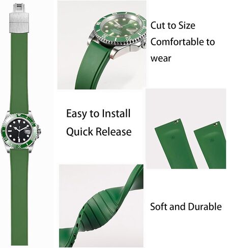 FKM Rubber Watch Bands Deployment Clasp Adjustable CTS Fluororubber 19mm 20mm 21mm 22mm Quick Release Soft Durable FKM Rubber Watch Strap Universal Replacement Band Strap for Men Women in Saudi Arabia