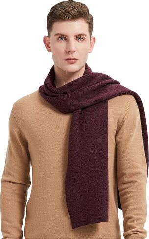 GreenMount Men’s Cashmere Scarf Ribbed Knitted 100% Cashmere Scarf Warm Thick Soft for Fall Winter Men in Saudi Arabia