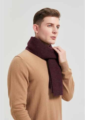 GreenMount Men’s Cashmere Scarf Ribbed Knitted 100% Cashmere Scarf Warm Thick Soft for Fall Winter Men in Saudi Arabia