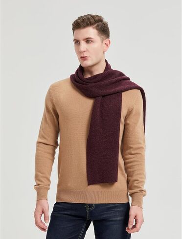 GreenMount Men’s Cashmere Scarf Ribbed Knitted 100% Cashmere Scarf Warm Thick Soft for Fall Winter Men in Saudi Arabia
