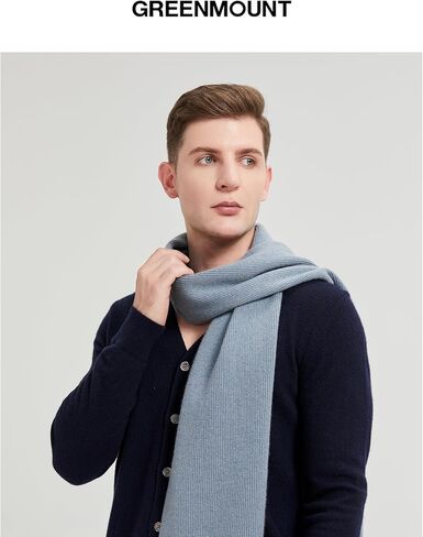 وشاح GreenMount الرجالي من الكشمير محبوك مضلع 100% وشاح من الكشمير دافئ وسميك وناعم للرجال في خريف وشتاء in Kuwait