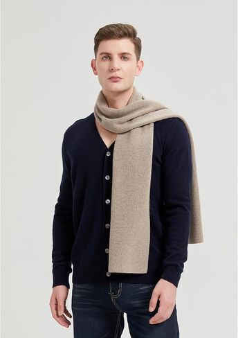 GreenMount Men’s Cashmere Scarf Ribbed Knitted 100% Cashmere Scarf Warm Thick Soft for Fall Winter Men in Kuwait