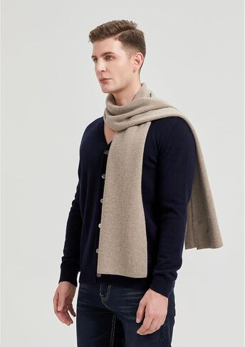 GreenMount Men’s Cashmere Scarf Ribbed Knitted 100% Cashmere Scarf Warm Thick Soft for Fall Winter Men in Kuwait