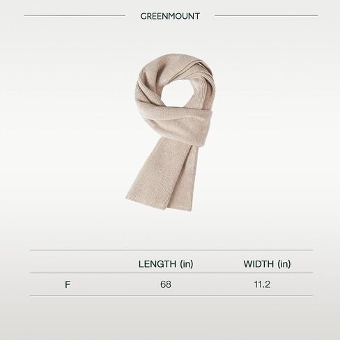 GreenMount Men’s Cashmere Scarf Ribbed Knitted 100% Cashmere Scarf Warm Thick Soft for Fall Winter Men in Kuwait