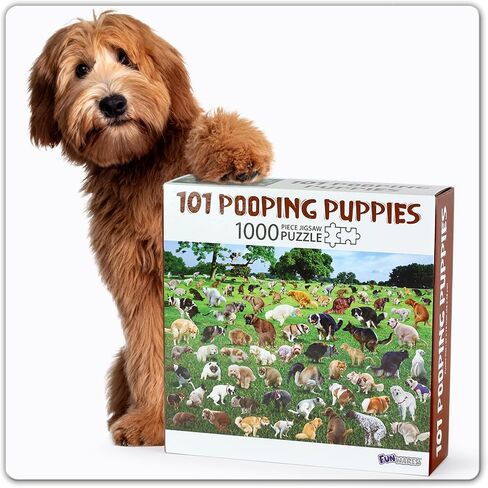 Funwares Original 101 Pooping Puppies Puzzle - Hilarious Jigsaw Puzzle - Perfect White Elephant Gag Gift - Funny Dog Pooping Puzzle for Adults and Kids! 1000 Piece Puzzle! in Kuwait