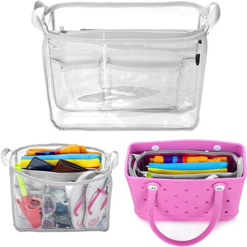 Clear Beach Bag Organizer Insert Compatible with BOGG BAG BABY Small, Waterproof Organizer Liner Compatible with BOGG BAG BABY Small, Insert Divider Pouch 12.4 x 4.3 x 10.2 Inches, Pink in Saudi Arabia