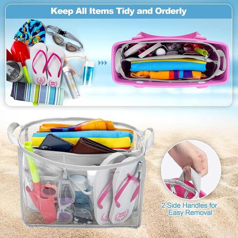Clear Beach Bag Organizer Insert Compatible with BOGG BAG BABY Small, Waterproof Organizer Liner Compatible with BOGG BAG BABY Small, Insert Divider Pouch 12.4 x 4.3 x 10.2 Inches, Pink in Saudi Arabia
