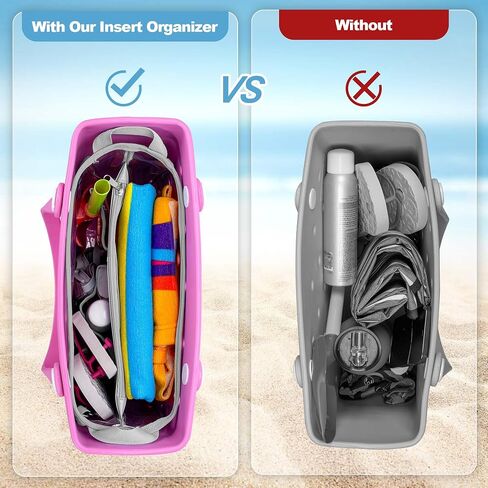 Clear Beach Bag Organizer Insert Compatible with BOGG BAG BABY Small, Waterproof Organizer Liner Compatible with BOGG BAG BABY Small, Insert Divider Pouch 12.4 x 4.3 x 10.2 Inches, Pink in Saudi Arabia