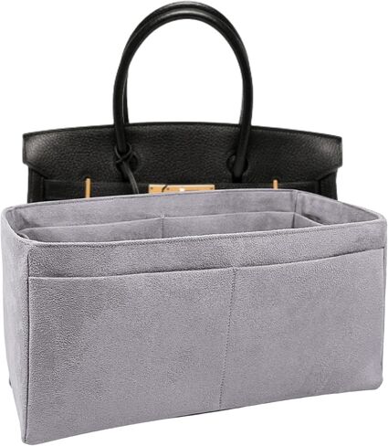 Purse organizer insert for Birkin 30, Bag Handbag, Faux Suede Soft and Smooth Lightweight Fits Perfectly Sturdy Gift Ideas for Women (Gray HBK30N) in Kuwait