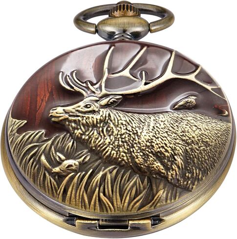 ساعة جيب برقعة على شكل حيوان، ساعة جيب بتصميم حيوان منحوت للرجال، ساعة جيب للرجال مع سلسلة للخصر in Kuwait
