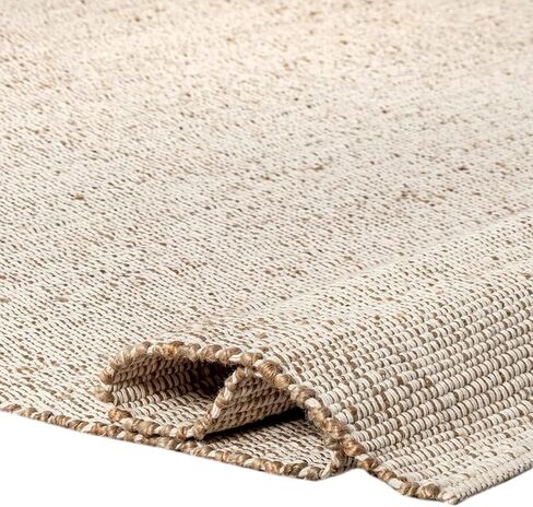 S & L Homes Jute Cotton Hand Woven Natural Farmhouse Area Rug for Living Room - Rustic Vintage Bohemian Décor - (8' x 10' Natural) in Saudi Arabia