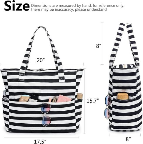 LEDAOU Beach Bag Waterproof Sandproof Women Tote Bag Pool Bag with Zipper for Gym Grocery Travel with Wet Pocket in Saudi Arabia