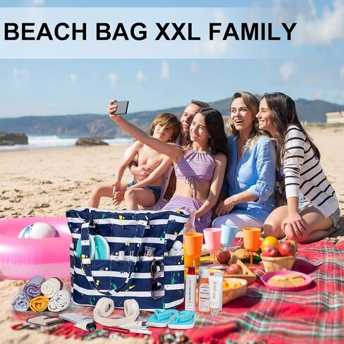 LEDAOU Beach Bag Waterproof Sandproof Women Tote Bag Pool Bag with Zipper for Gym Grocery Travel with Wet Pocket in Saudi Arabia