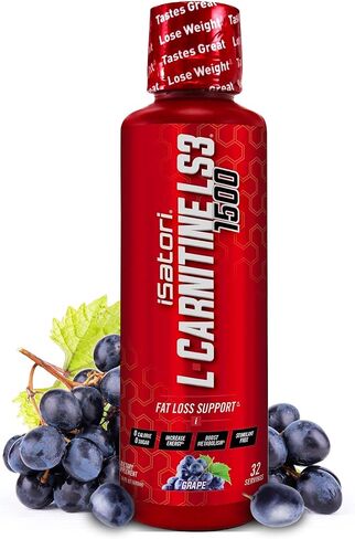 iSatori L-Carnitine LS3 1500, Liquid L-Carnitine with Acetyl L-Carnitine, L-Carnitine L-Tartrate, Stimulant Free Pre Workout, No Calories, Sugar, Gluten, Keto-Friendly, Grape Flavor (32 Servings) in Kuwait