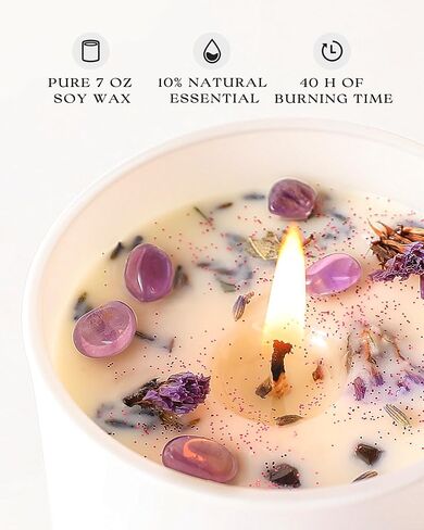 AOOVOO Lavender Candles Set for Women - Aromatherapy Candle with Crystals Inside, 28oz Soy Candles for Home Scented, Christmas Birthday Gifts Set Candle for Women Mom in Saudi Arabia