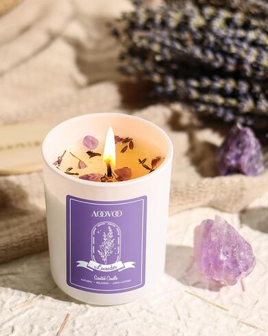 AOOVOO Lavender Candles Set for Women - Aromatherapy Candle with Crystals Inside, 28oz Soy Candles for Home Scented, Christmas Birthday Gifts Set Candle for Women Mom in Saudi Arabia