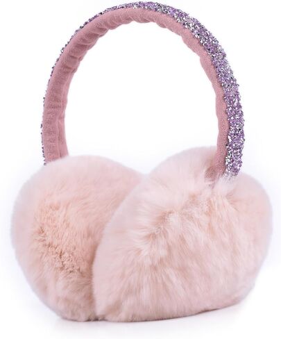Harssidanzar Womens Winter Earmuffs, Real Rabbit Fur Earmuffs, Adjustable Earmuffs, Rhinestone Earmuffs HL306US in Saudi Arabia