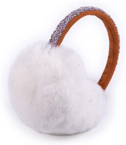 Harssidanzar Womens Winter Earmuffs, Real Rabbit Fur Earmuffs, Adjustable Earmuffs, Rhinestone Earmuffs HL306US in Saudi Arabia