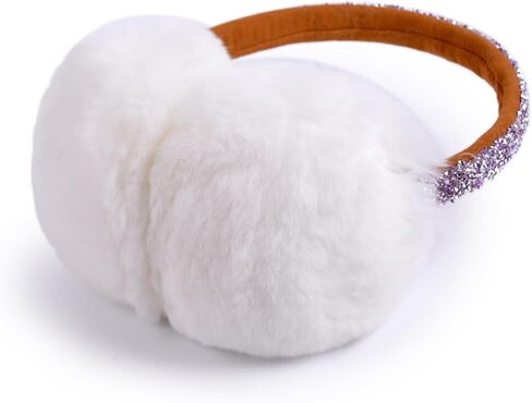 Harssidanzar Womens Winter Earmuffs, Real Rabbit Fur Earmuffs, Adjustable Earmuffs, Rhinestone Earmuffs HL306US in Saudi Arabia